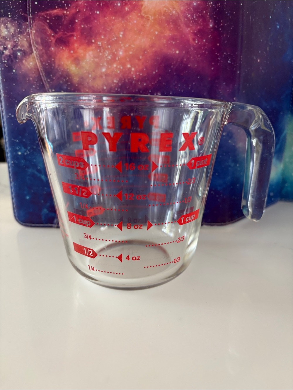 Vintage Pyrex Clear Glass Measuring Cup with Red Markings